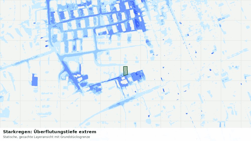 Statische Kartenansicht: Starkregen: Überflutungstiefe extrem