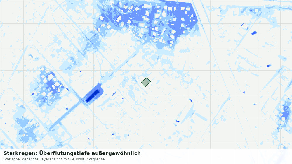 Statische Kartenansicht: Starkregen: Überflutungstiefe außergewöhnlich
