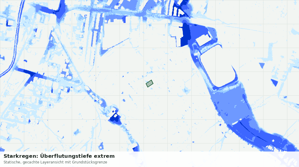 Statische Kartenansicht: Starkregen: Überflutungstiefe extrem