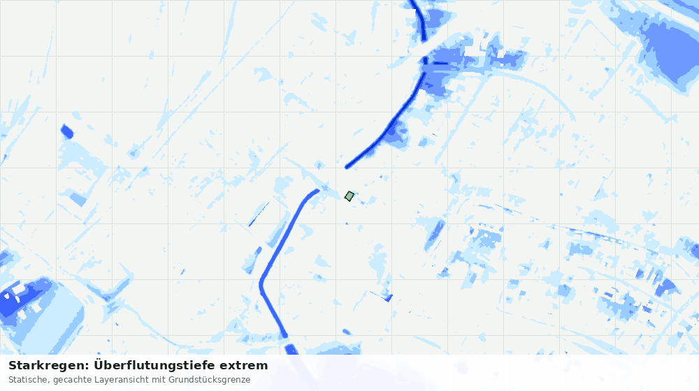 Statische Kartenansicht: Starkregen: Überflutungstiefe extrem