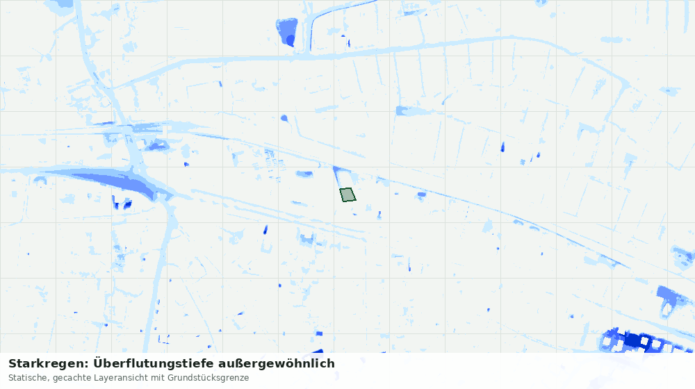 Statische Kartenansicht: Starkregen: Überflutungstiefe außergewöhnlich