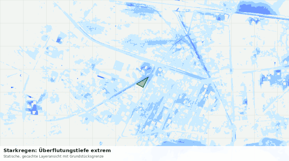 Statische Kartenansicht: Starkregen: Überflutungstiefe extrem