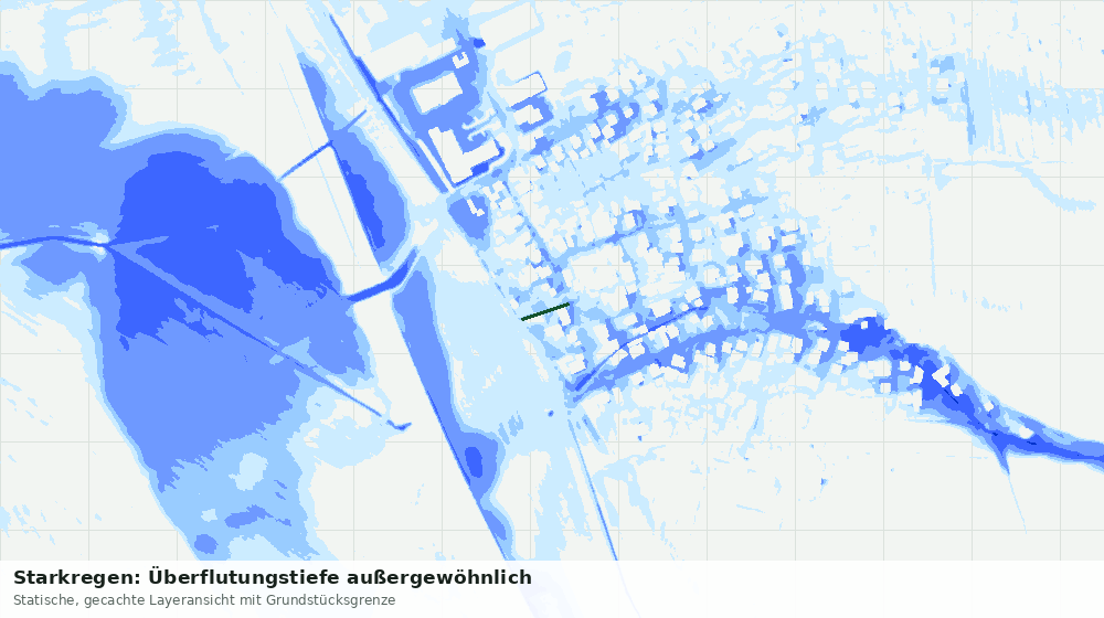 Statische Kartenansicht: Starkregen: Überflutungstiefe außergewöhnlich