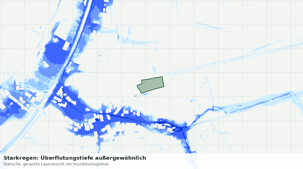 Statische Kartenansicht: Starkregen: Überflutungstiefe außergewöhnlich