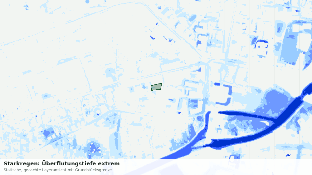 Statische Kartenansicht: Starkregen: Überflutungstiefe extrem