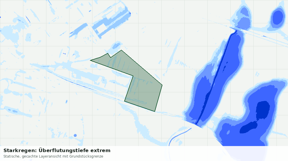 Statische Kartenansicht: Starkregen: Überflutungstiefe extrem