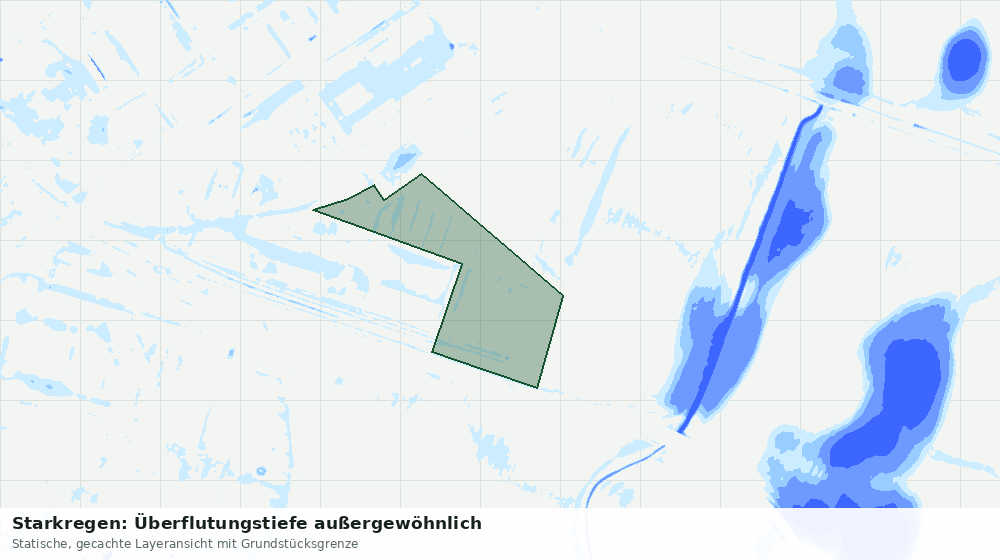 Statische Kartenansicht: Starkregen: Überflutungstiefe außergewöhnlich