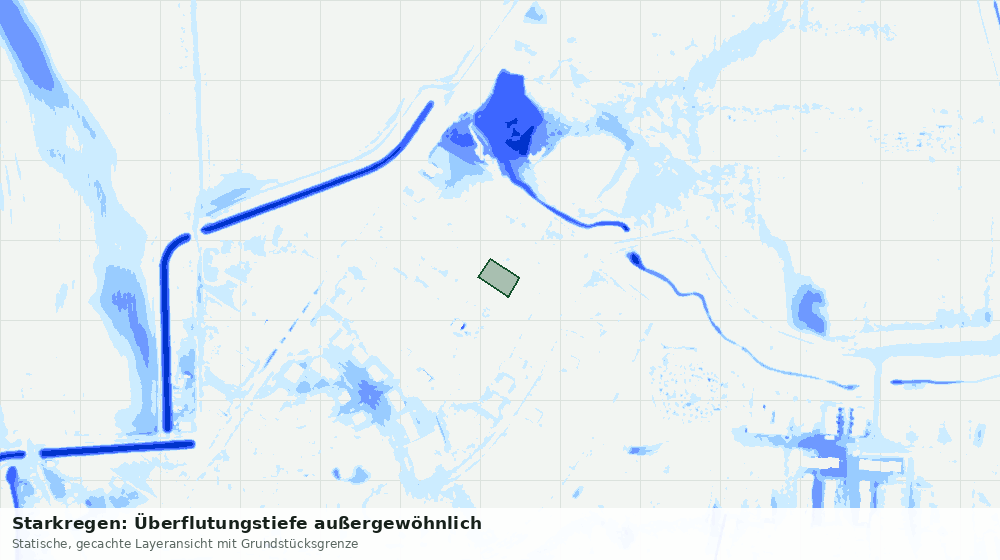 Statische Kartenansicht: Starkregen: Überflutungstiefe außergewöhnlich