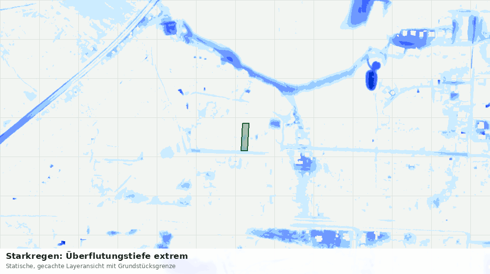 Statische Kartenansicht: Starkregen: Überflutungstiefe extrem