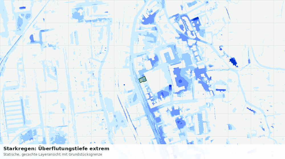 Statische Kartenansicht: Starkregen: Überflutungstiefe extrem