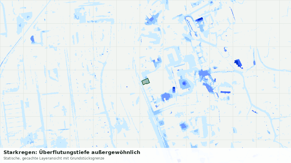 Statische Kartenansicht: Starkregen: Überflutungstiefe außergewöhnlich