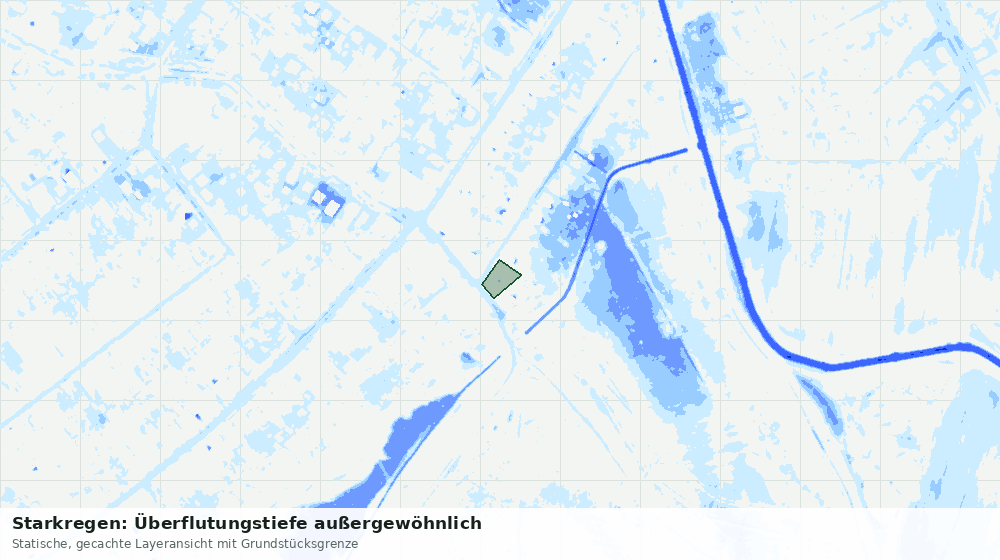 Statische Kartenansicht: Starkregen: Überflutungstiefe außergewöhnlich