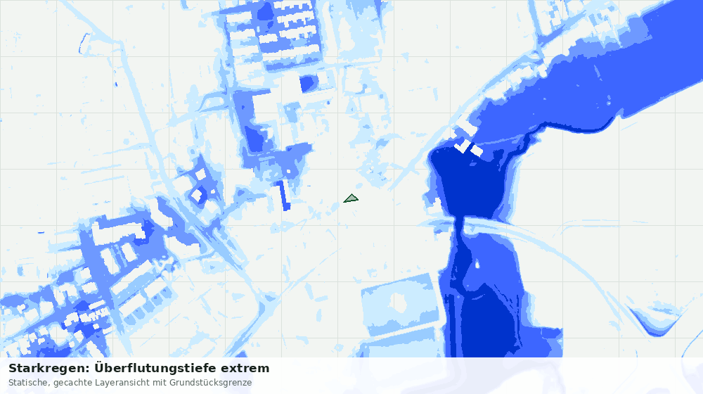Statische Kartenansicht: Starkregen: Überflutungstiefe extrem