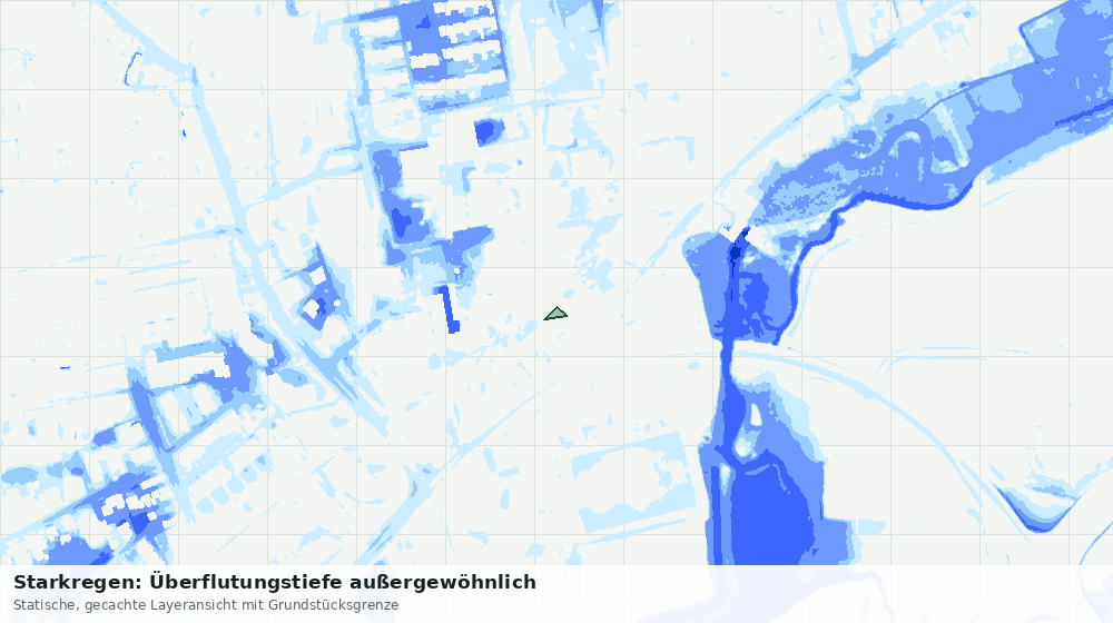 Statische Kartenansicht: Starkregen: Überflutungstiefe außergewöhnlich