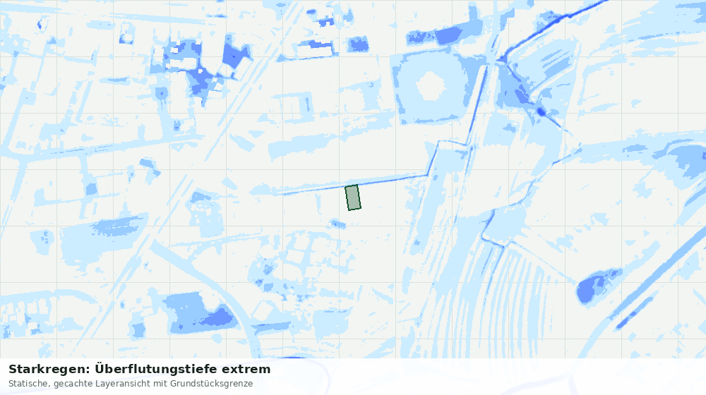 Statische Kartenansicht: Starkregen: Überflutungstiefe extrem