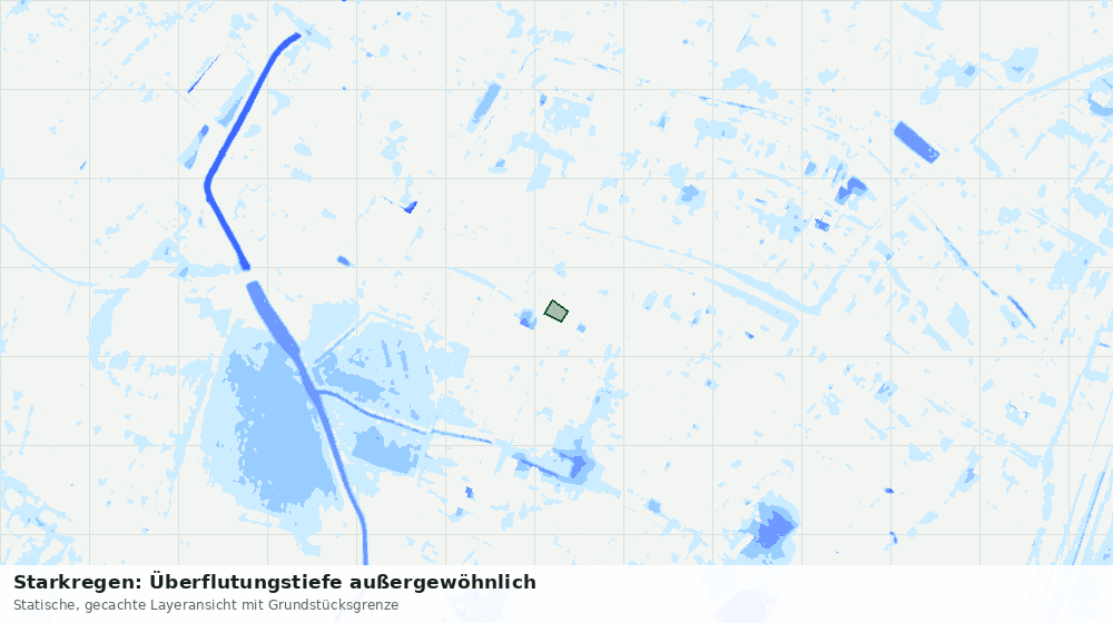Statische Kartenansicht: Starkregen: Überflutungstiefe außergewöhnlich