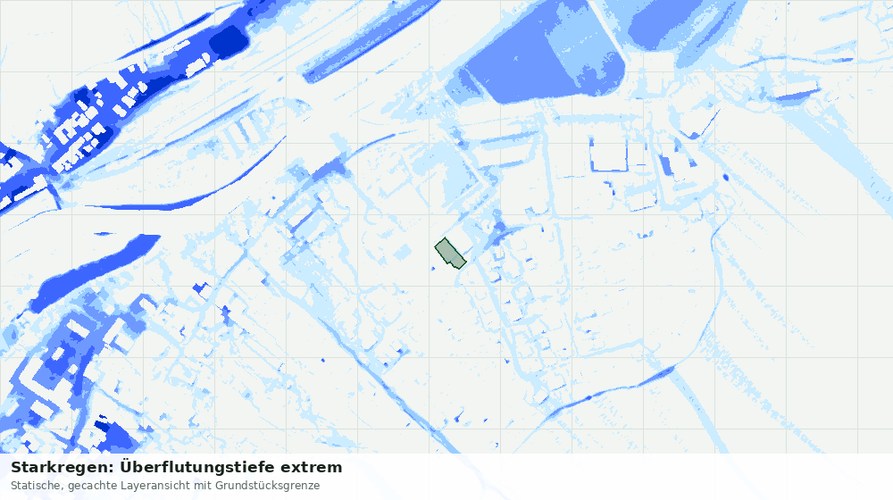 Statische Kartenansicht: Starkregen: Überflutungstiefe extrem