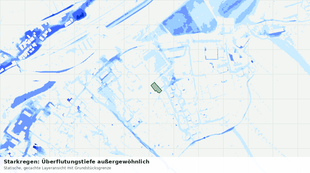 Statische Kartenansicht: Starkregen: Überflutungstiefe außergewöhnlich