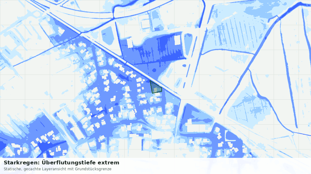 Statische Kartenansicht: Starkregen: Überflutungstiefe extrem