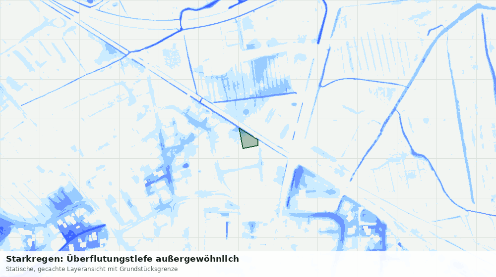 Statische Kartenansicht: Starkregen: Überflutungstiefe außergewöhnlich