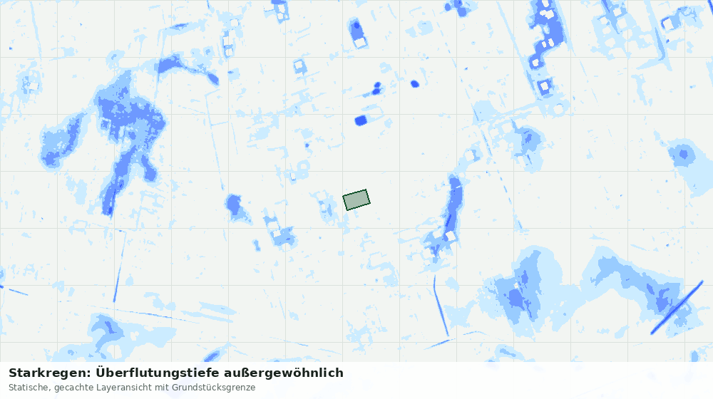 Statische Kartenansicht: Starkregen: Überflutungstiefe außergewöhnlich