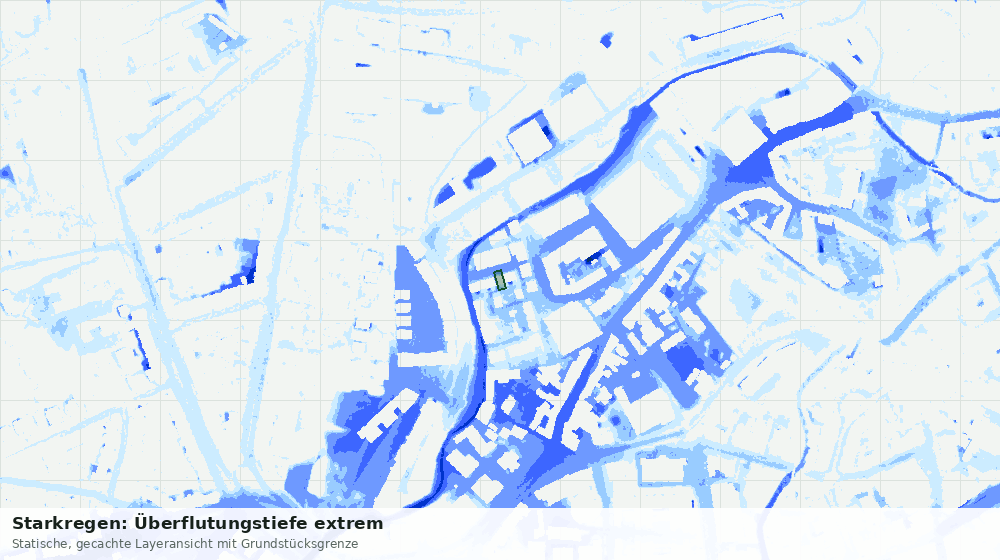 Statische Kartenansicht: Starkregen: Überflutungstiefe extrem