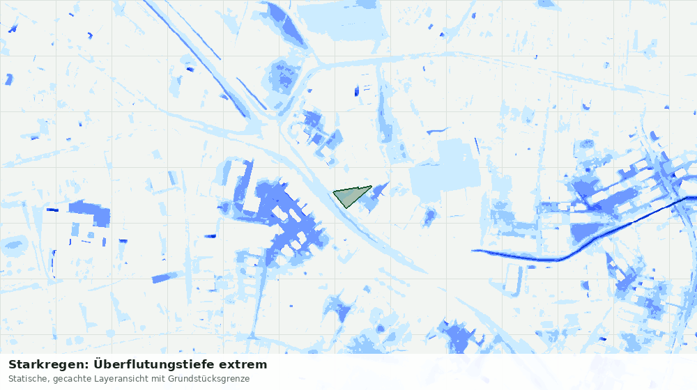 Statische Kartenansicht: Starkregen: Überflutungstiefe extrem