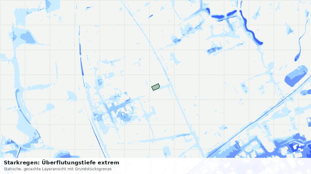 Statische Kartenansicht: Starkregen: Überflutungstiefe extrem