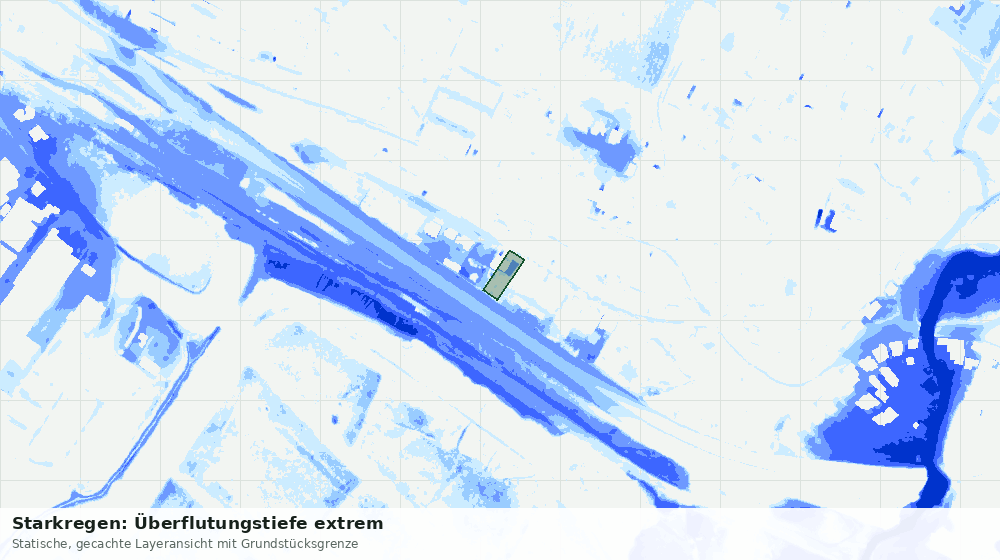 Statische Kartenansicht: Starkregen: Überflutungstiefe extrem