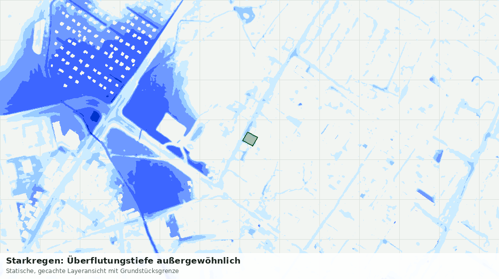 Statische Kartenansicht: Starkregen: Überflutungstiefe außergewöhnlich