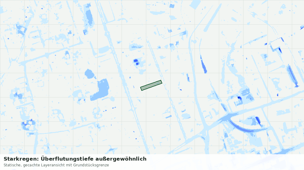 Statische Kartenansicht: Starkregen: Überflutungstiefe außergewöhnlich