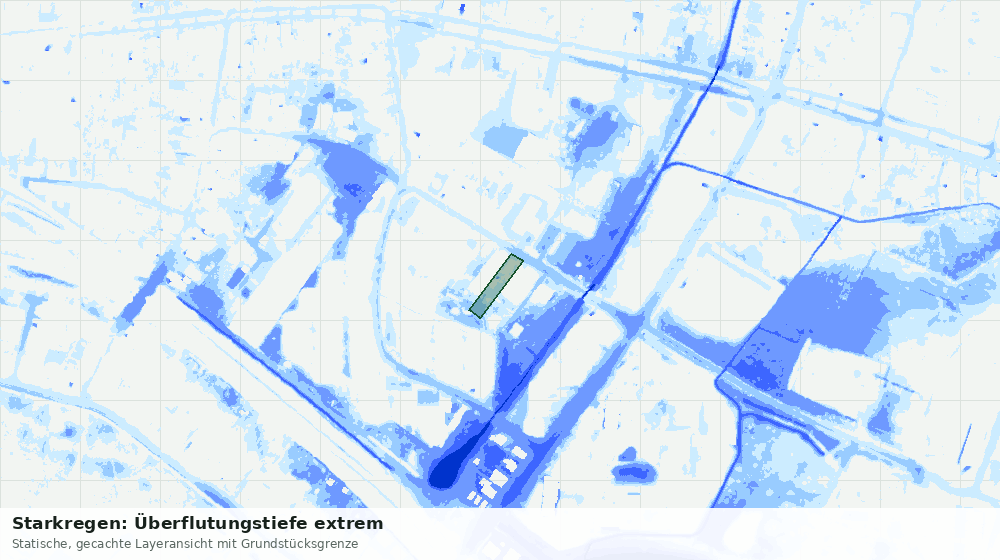 Statische Kartenansicht: Starkregen: Überflutungstiefe extrem