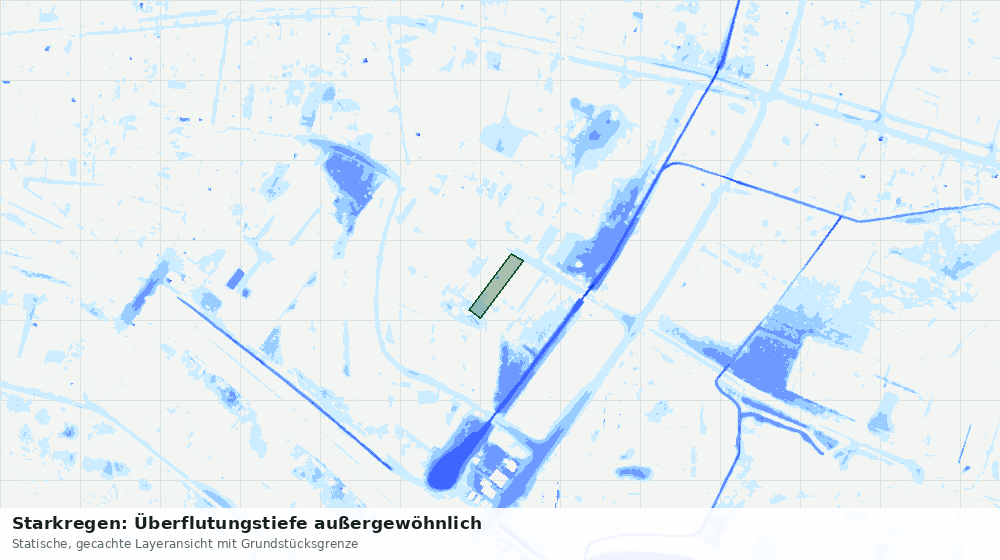 Statische Kartenansicht: Starkregen: Überflutungstiefe außergewöhnlich