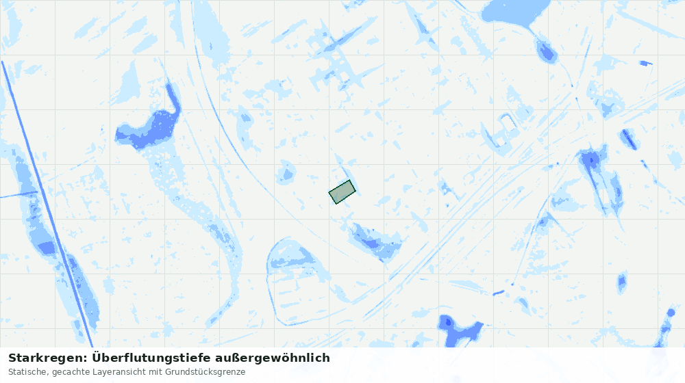 Statische Kartenansicht: Starkregen: Überflutungstiefe außergewöhnlich