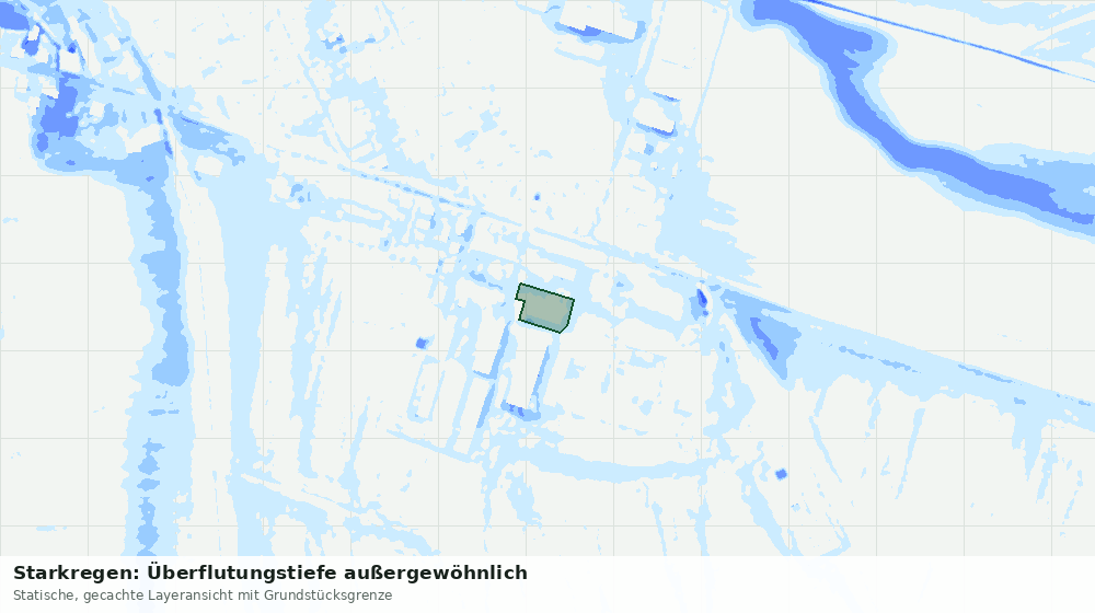 Statische Kartenansicht: Starkregen: Überflutungstiefe außergewöhnlich