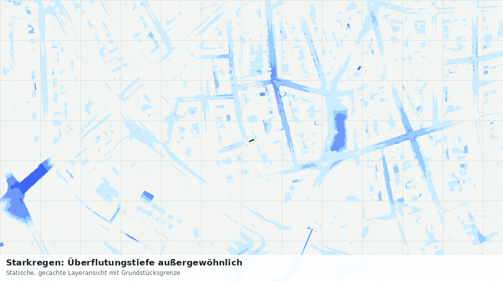 Statische Kartenansicht: Starkregen: Überflutungstiefe außergewöhnlich