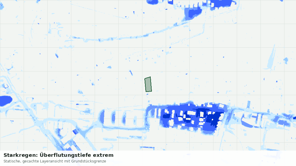 Statische Kartenansicht: Starkregen: Überflutungstiefe extrem