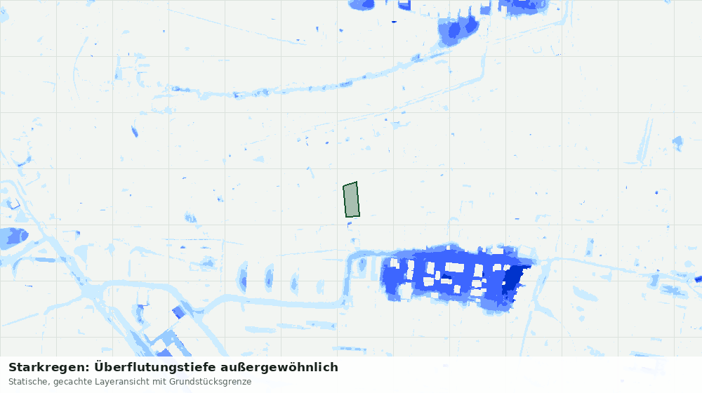 Statische Kartenansicht: Starkregen: Überflutungstiefe außergewöhnlich