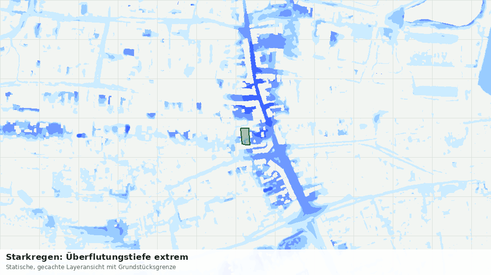 Statische Kartenansicht: Starkregen: Überflutungstiefe extrem