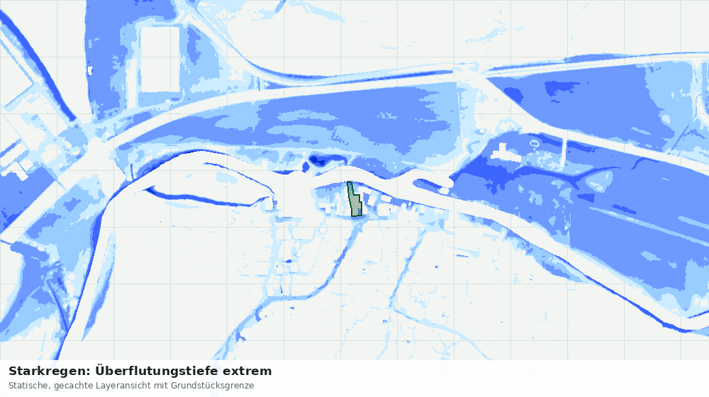 Statische Kartenansicht: Starkregen: Überflutungstiefe extrem