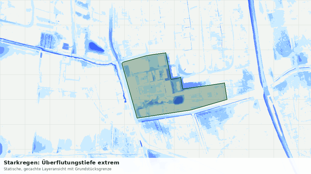 Statische Kartenansicht: Starkregen: Überflutungstiefe extrem