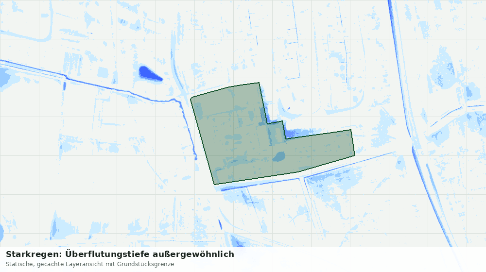 Statische Kartenansicht: Starkregen: Überflutungstiefe außergewöhnlich
