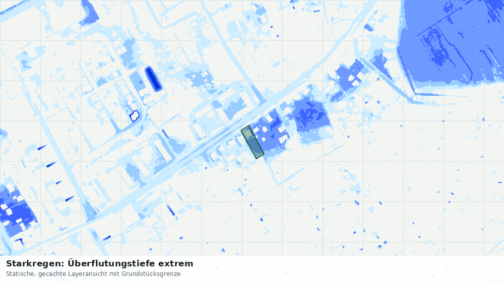Statische Kartenansicht: Starkregen: Überflutungstiefe extrem