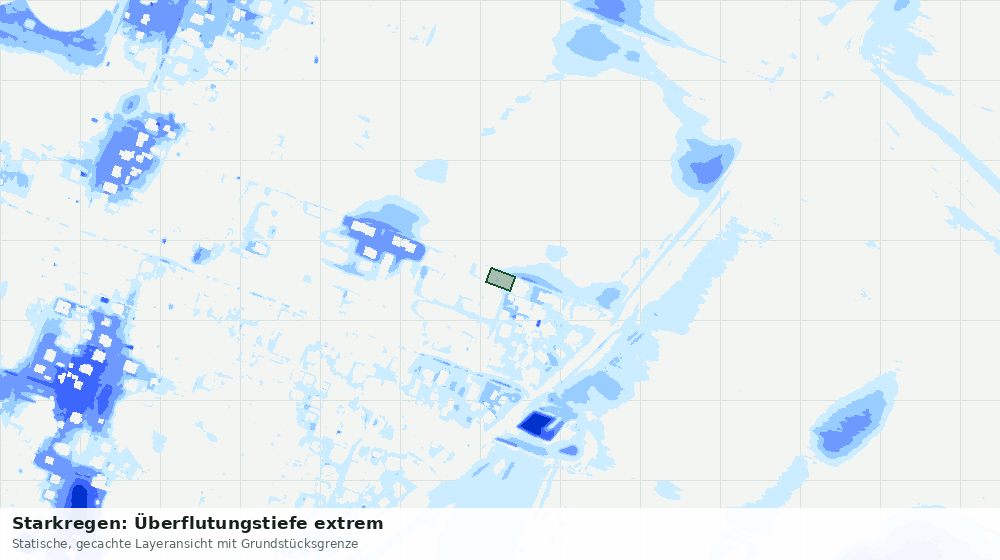 Statische Kartenansicht: Starkregen: Überflutungstiefe extrem
