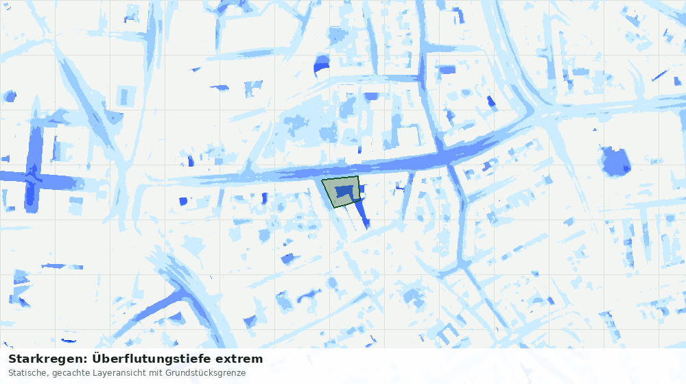 Statische Kartenansicht: Starkregen: Überflutungstiefe extrem