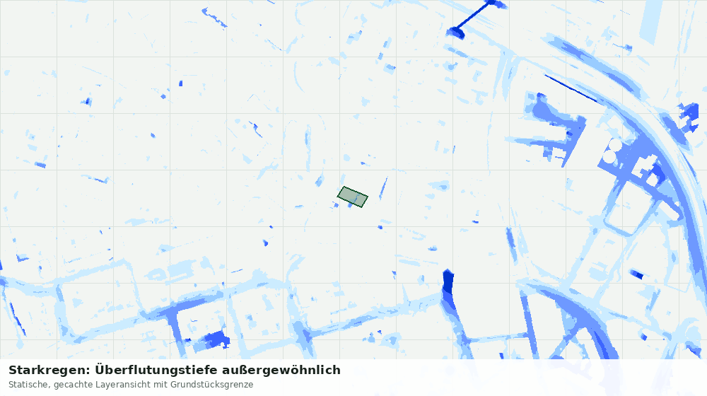 Statische Kartenansicht: Starkregen: Überflutungstiefe außergewöhnlich