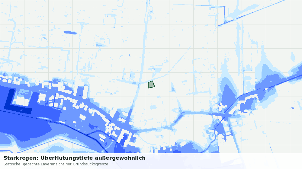 Statische Kartenansicht: Starkregen: Überflutungstiefe außergewöhnlich