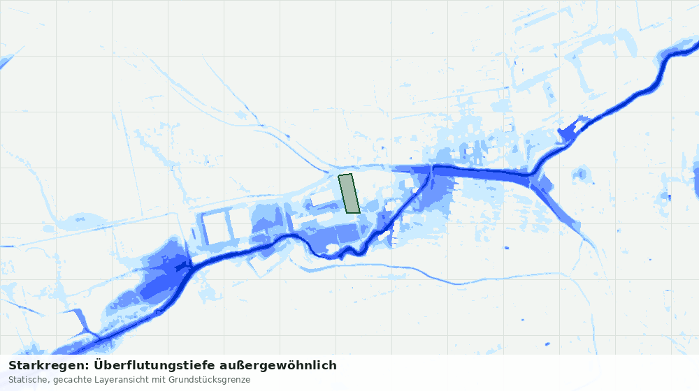 Statische Kartenansicht: Starkregen: Überflutungstiefe außergewöhnlich