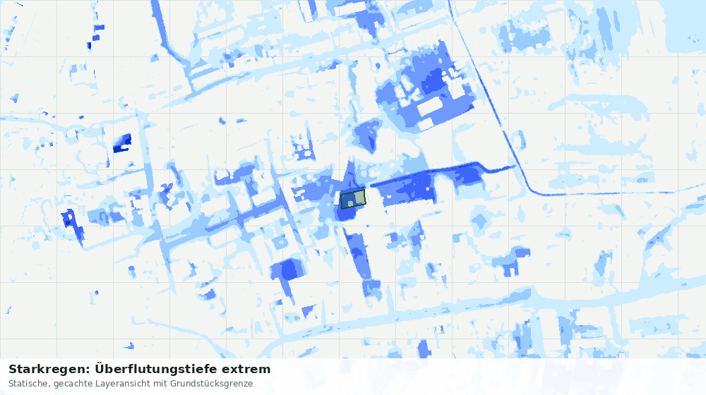 Statische Kartenansicht: Starkregen: Überflutungstiefe extrem
