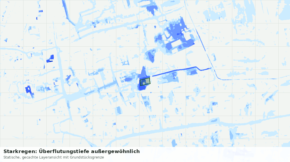 Statische Kartenansicht: Starkregen: Überflutungstiefe außergewöhnlich